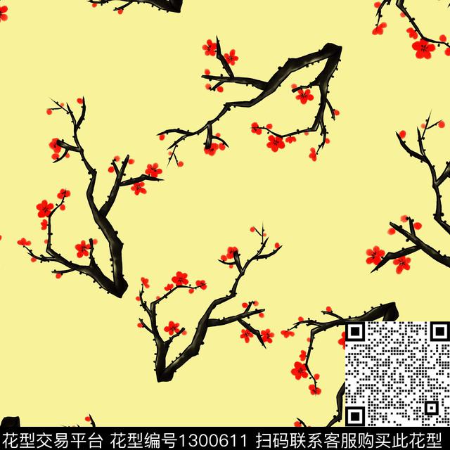 简约女装梅花传统印花华亿平台下载（图片编号: 1300611） - 瓦栏（Walan）