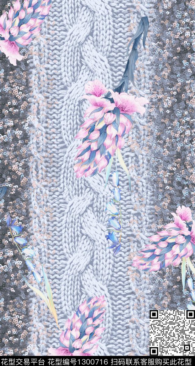 花卉潮牌大牌风数码印花华亿平台下载（图片编号: 1300716） - 瓦栏（Walan）