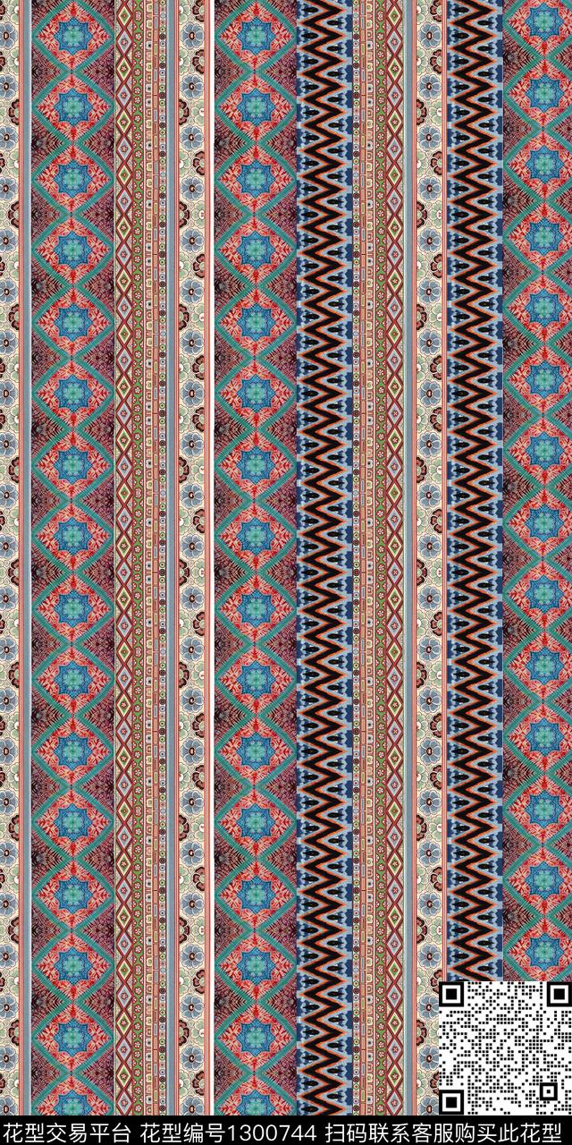 波西米亚几何抽象数码印花华亿平台下载（图片编号: 1300744） - 瓦栏（Walan）