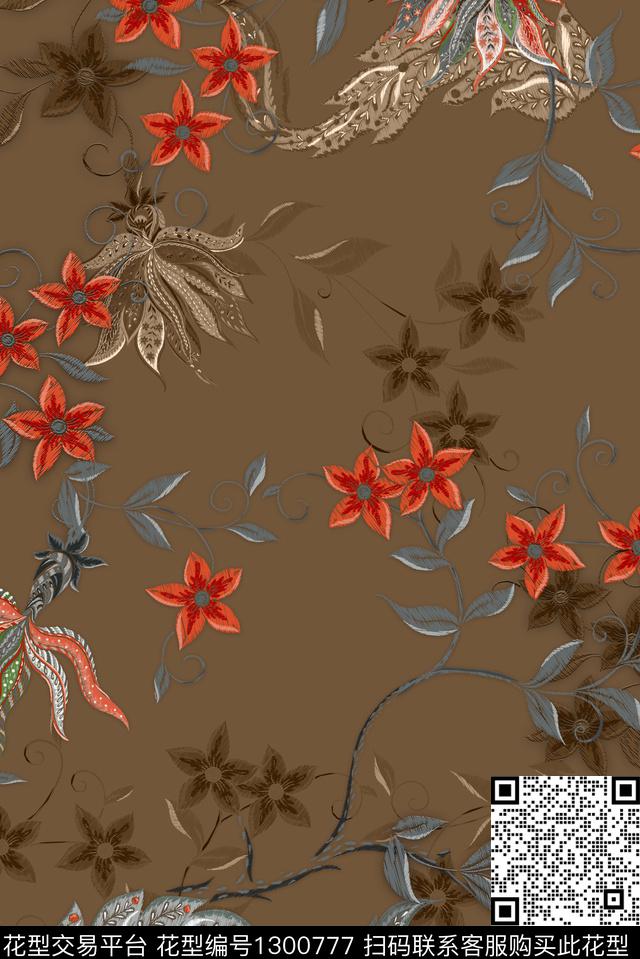 花卉香云纱中老年数码印花华亿平台下载（图片编号: 1300777） - 瓦栏（Walan）