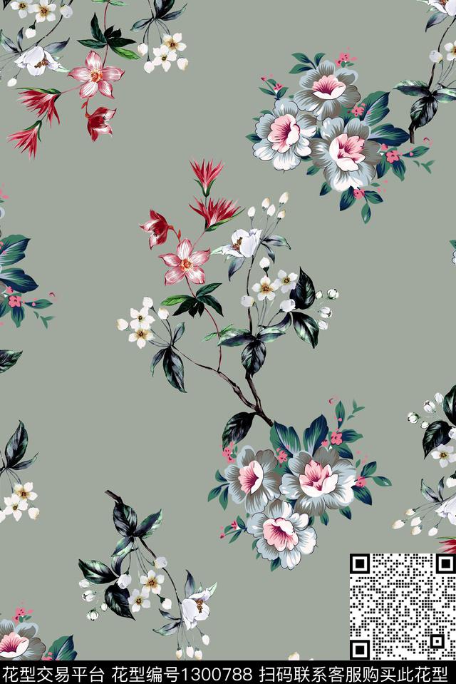 春夏华亿平台抽象真丝数码印花华亿平台下载（图片编号: 1300788） - 瓦栏（Walan）