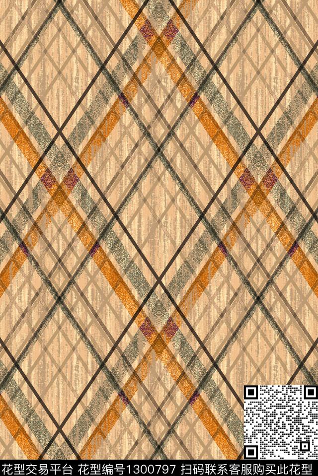 几何格子大牌风数码印花华亿平台下载（图片编号: 1300797） - 瓦栏（Walan）