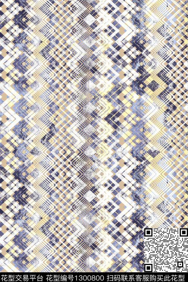 几何格子大牌风数码印花华亿平台下载（图片编号: 1300800） - 瓦栏（Walan）