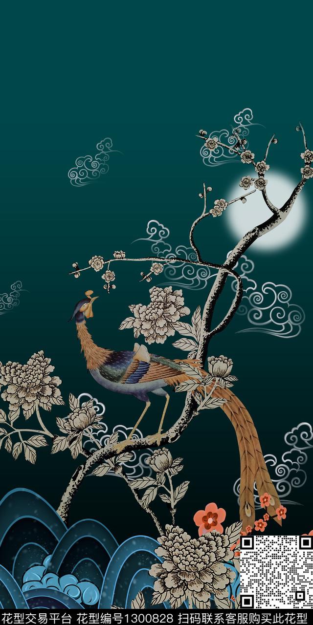 大牌风中国风定位花复古旗袍华亿平台数码印花华亿平台下载（图片编号: 1300828） - 瓦栏（Walan）