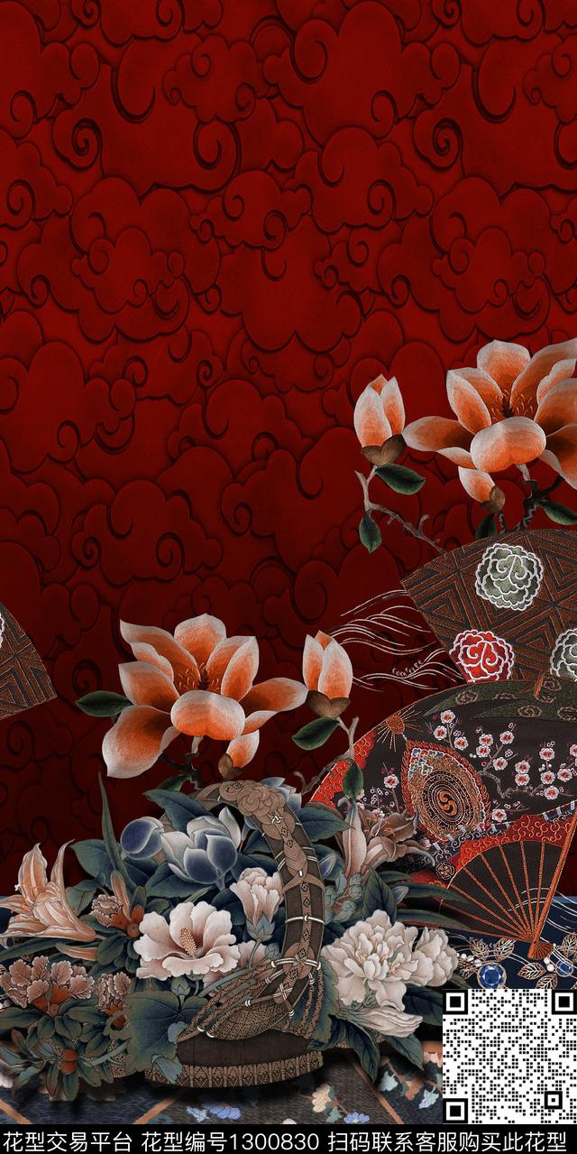 大牌风中国风定位花复古旗袍华亿平台数码印花华亿平台下载（图片编号: 1300830） - 瓦栏（Walan）