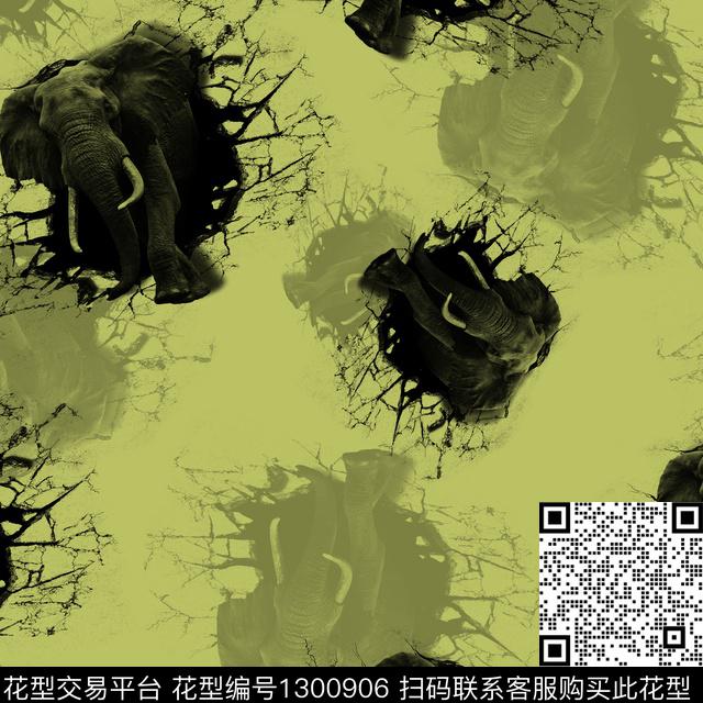 大象抽象男装抽象数码印花华亿平台下载（图片编号: 1300906） - 瓦栏（Walan）