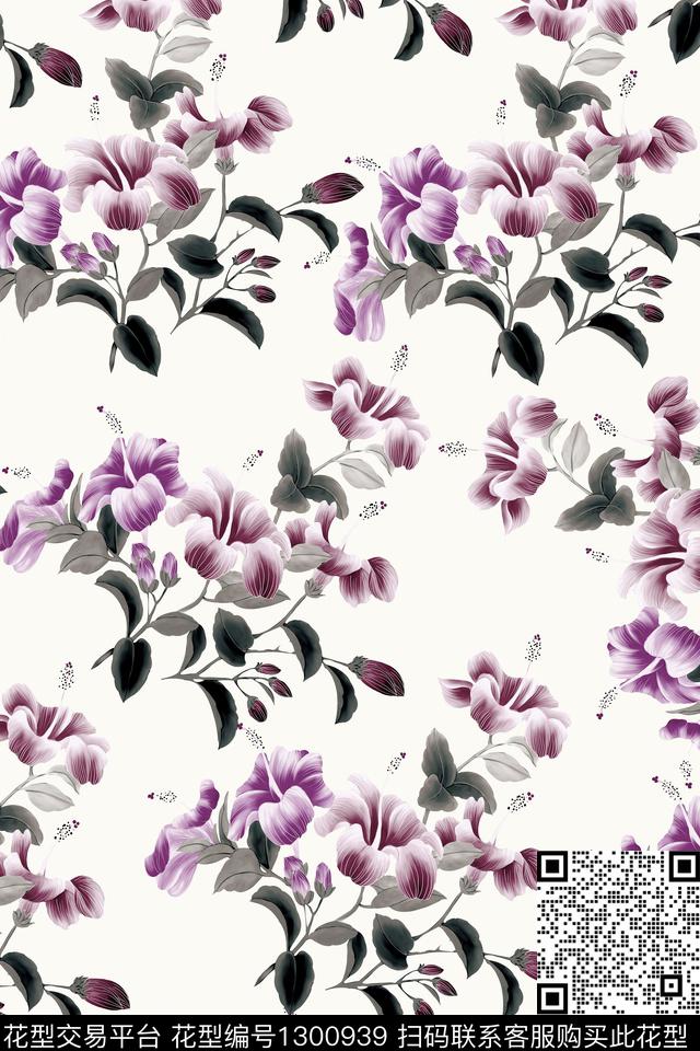 花卉绿植树叶植物数码印花华亿平台下载（图片编号: 1300939） - 瓦栏（Walan）