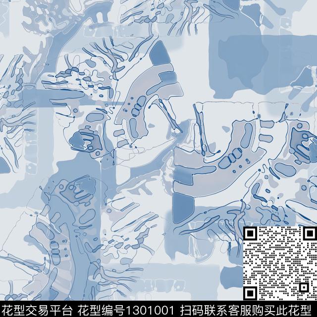 几何抽象手绘线条笔触数码印花华亿平台下载（图片编号: 1301001） - 瓦栏（Walan）