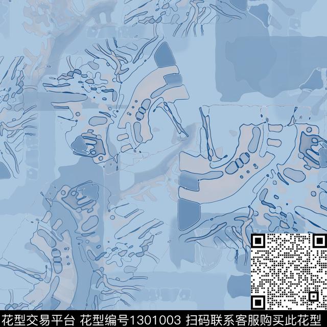 几何抽象手绘线条笔触数码印花华亿平台下载（图片编号: 1301003） - 瓦栏（Walan）