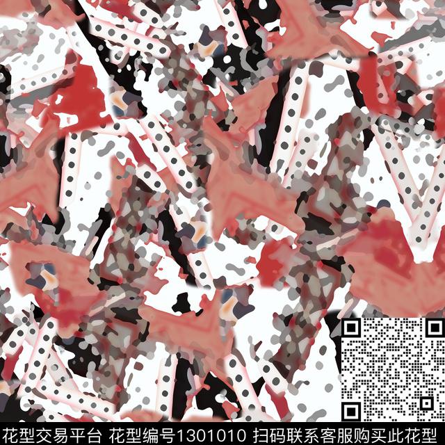 几何圆圈与波点抽象波点数码印花华亿平台下载（图片编号: 1301010） - 瓦栏（Walan）