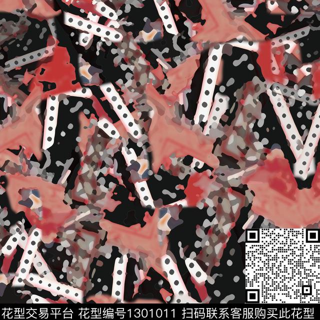 几何圆圈与波点抽象波点数码印花华亿平台下载（图片编号: 1301011） - 瓦栏（Walan）