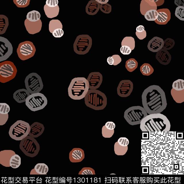 几何圆圈与波点抽象波点传统印花华亿平台下载（图片编号: 1301181） - 瓦栏（Walan）