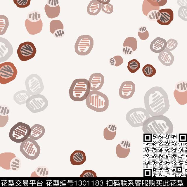 几何圆圈与波点抽象波点传统印花华亿平台下载（图片编号: 1301183） - 瓦栏（Walan）