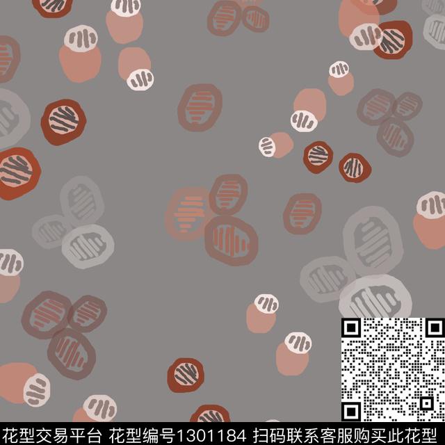 几何圆圈与波点抽象波点传统印花华亿平台下载（图片编号: 1301184） - 瓦栏（Walan）