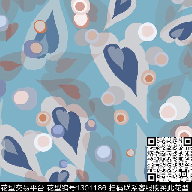 几何抽象波点圆圈与波点数码印花华亿平台下载（图片编号: 1301186） - 瓦栏（Walan）