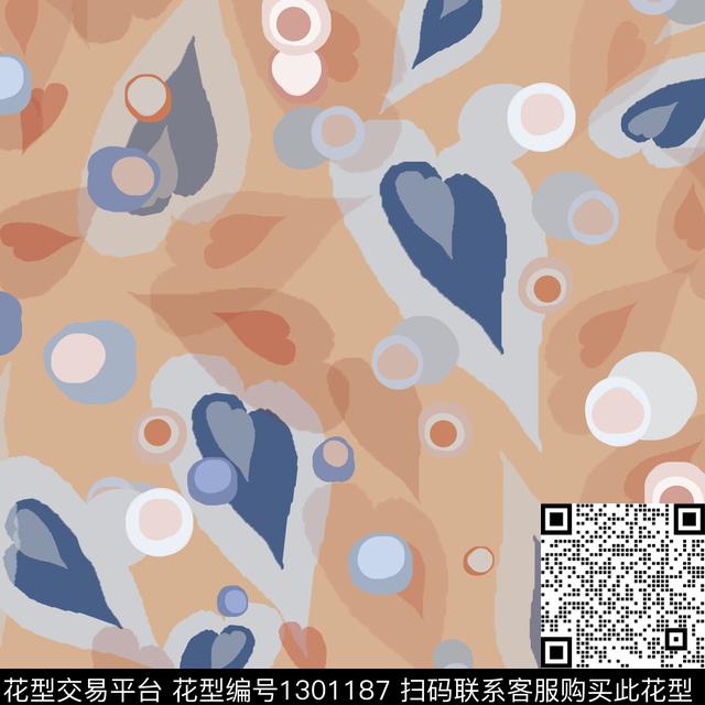 几何抽象波点圆圈与波点数码印花华亿平台下载（图片编号: 1301187） - 瓦栏（Walan）