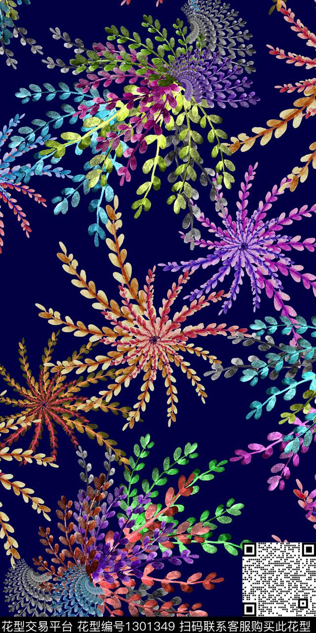 花卉绿植树叶热带华亿平台数码印花华亿平台下载（图片编号: 1301349） - 瓦栏（Walan）