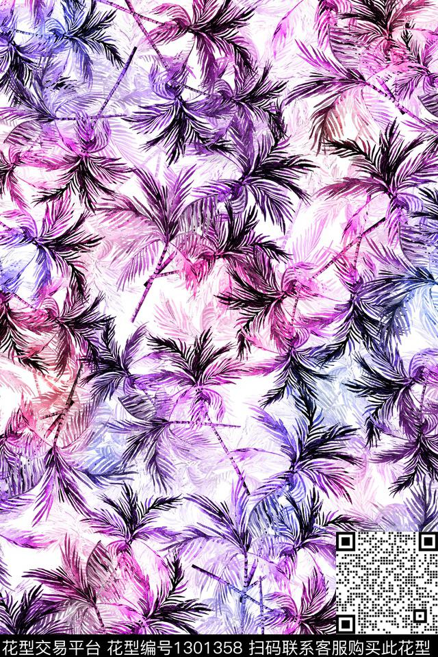 女装数码华亿平台绿植树叶数码印花华亿平台下载（图片编号: 1301358） - 瓦栏（Walan）