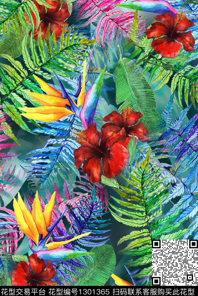 女装数码华亿平台绿植树叶数码印花华亿平台下载（图片编号: 1301365） - 瓦栏（Walan）
