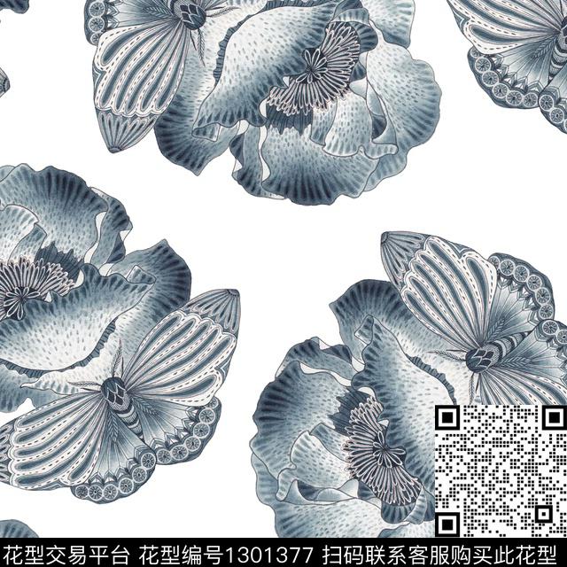 抽象花卉中性华亿平台复杂华亿平台数码印花华亿平台下载（图片编号: 1301377） - 瓦栏（Walan）