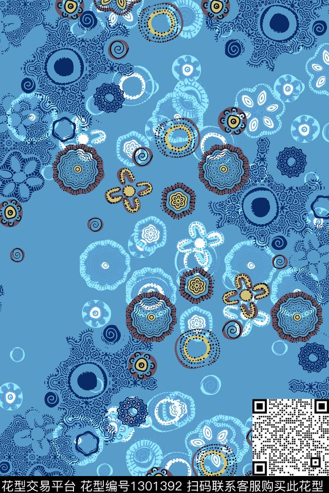 几何休闲波点传统印花华亿平台下载（图片编号: 1301392） - 瓦栏（Walan）
