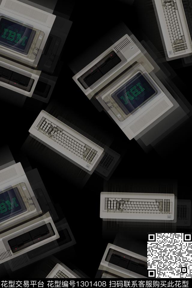 大牌男装数码科技几何炫酷数码印花华亿平台下载（图片编号: 1301408） - 瓦栏（Walan）