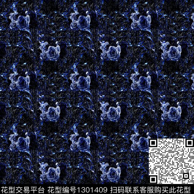 底纹花卉大牌风数码印花华亿平台下载（图片编号: 1301409） - 瓦栏（Walan）