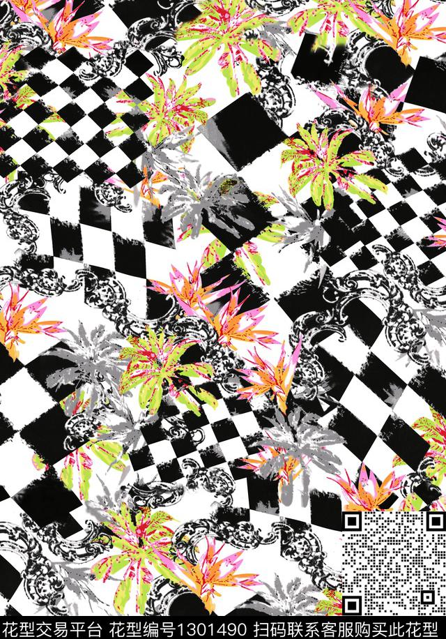 几何男装满版花大牌风传统印花华亿平台下载（图片编号: 1301490） - 瓦栏（Walan）