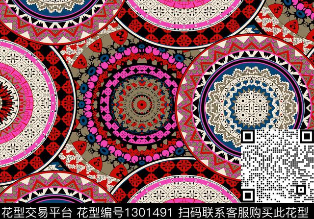 几何男装满版花大牌风传统印花华亿平台下载（图片编号: 1301491） - 瓦栏（Walan）