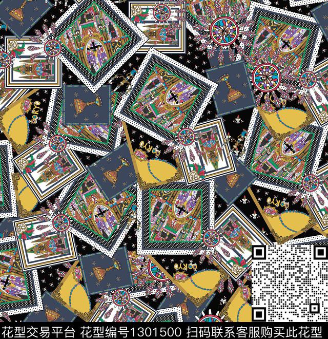 几何男装满版花大牌风传统印花华亿平台下载（图片编号: 1301500） - 瓦栏（Walan）