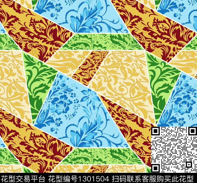 几何男装满版花大牌风传统印花华亿平台下载（图片编号: 1301504） - 瓦栏（Walan）