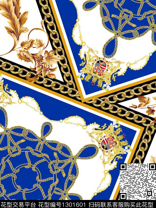 链条撞色宫廷风数码印花华亿平台下载（图片编号: 1301601） - 瓦栏（Walan）