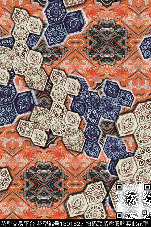 民族风几何中老年数码印花华亿平台下载（图片编号: 1301627） - 瓦栏（Walan）