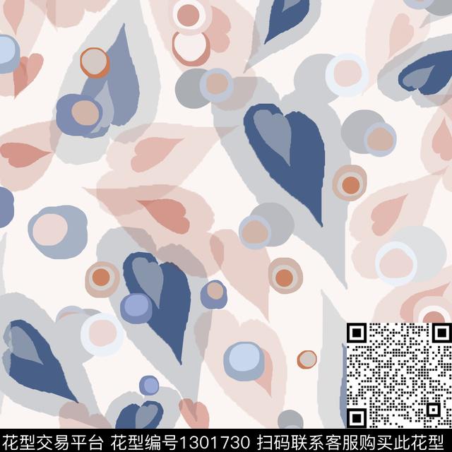 几何抽象波点圆圈与波点数码印花华亿平台下载（图片编号: 1301730） - 瓦栏（Walan）