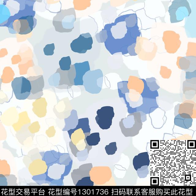 几何抽象波点圆圈与波点数码印花华亿平台下载（图片编号: 1301736） - 瓦栏（Walan）