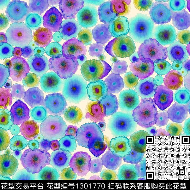 水彩抽象波点数码印花华亿平台下载（图片编号: 1301770） - 瓦栏（Walan）