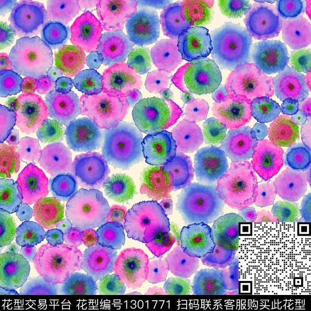 水彩抽象波点数码印花华亿平台下载（图片编号: 1301771） - 瓦栏（Walan）