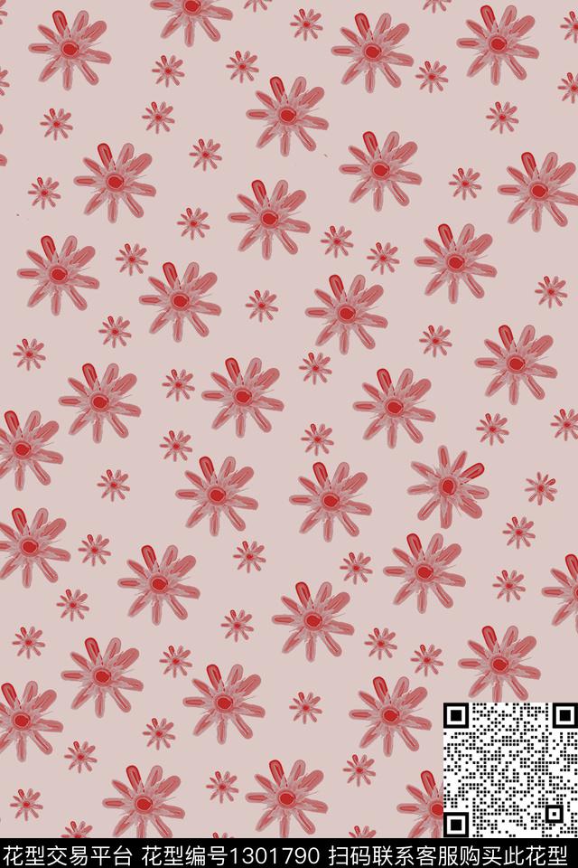 水彩花卉小清新数码印花华亿平台下载（图片编号: 1301790） - 瓦栏（Walan）