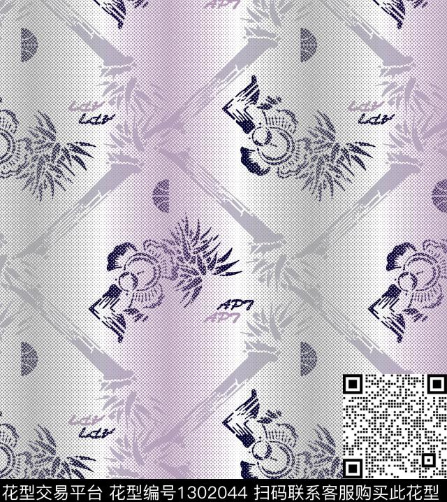 几何男装满版花男装传统印花华亿平台下载（图片编号: 1302044） - 瓦栏（Walan）