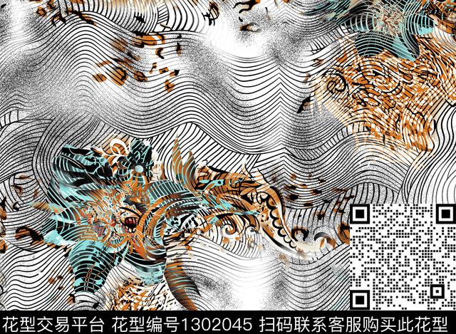 豹纹男装满版花大牌风传统印花华亿平台下载（图片编号: 1302045） - 瓦栏（Walan）