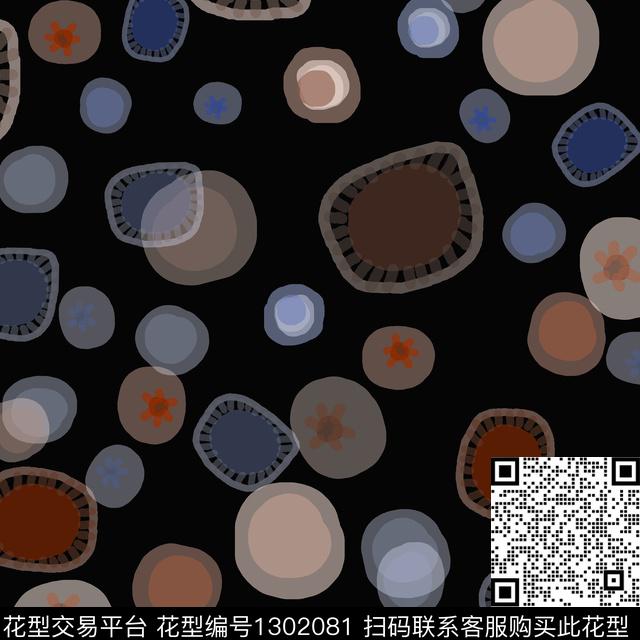 几何手绘线条笔触抽象波点数码印花华亿平台下载（图片编号: 1302081） - 瓦栏（Walan）