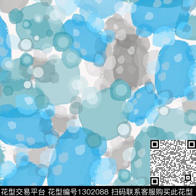 几何圆圈与波点抽象波点数码印花华亿平台下载（图片编号: 1302088） - 瓦栏（Walan）