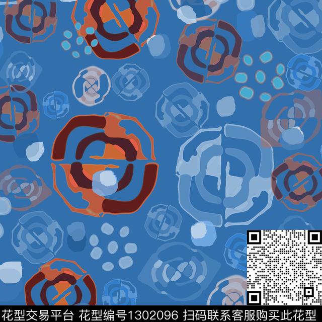 几何圆圈与波点抽象波点数码印花华亿平台下载（图片编号: 1302096） - 瓦栏（Walan）