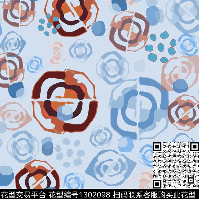 几何圆圈与波点抽象波点数码印花华亿平台下载（图片编号: 1302098） - 瓦栏（Walan）