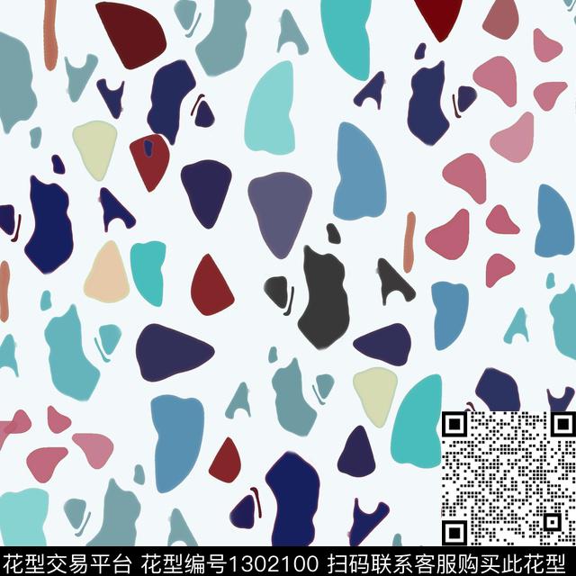 几何圆圈与波点抽象波点数码印花华亿平台下载（图片编号: 1302100） - 瓦栏（Walan）