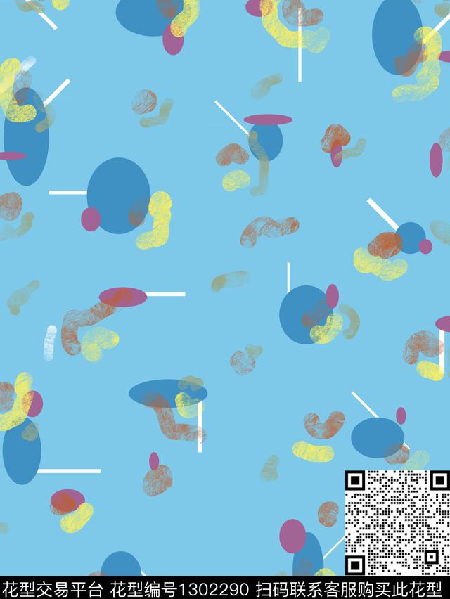 几何时尚艺术数码印花华亿平台下载（图片编号: 1302290） - 瓦栏（Walan）