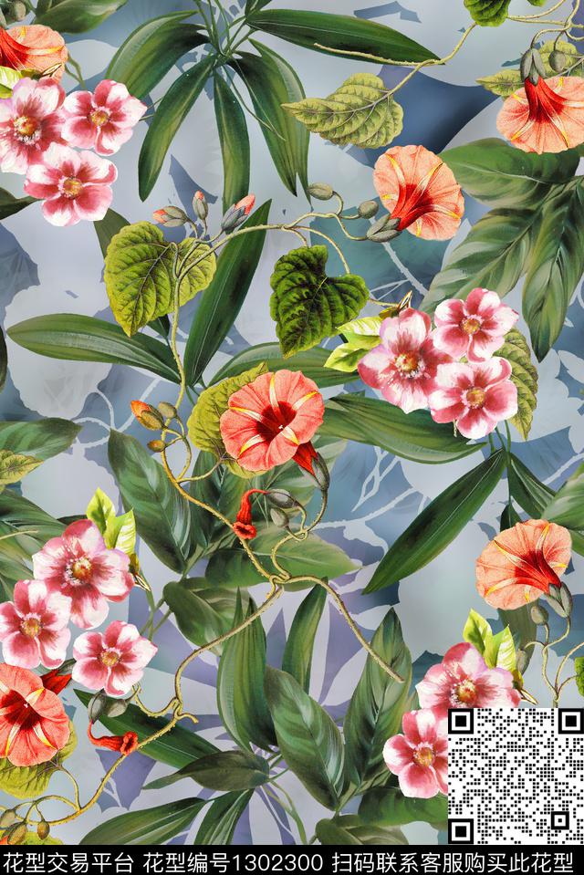 数码华亿平台定位花大牌风数码印花华亿平台下载（图片编号: 1302300） - 瓦栏（Walan）