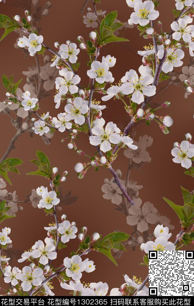 彩底花卉数码华亿平台香云纱数码印花华亿平台下载（图片编号: 1302365） - 瓦栏（Walan）