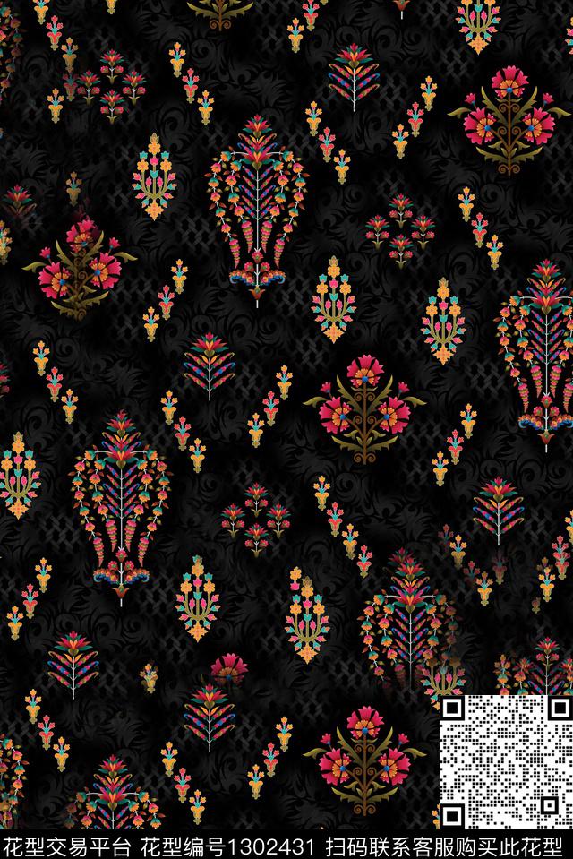 底纹复古民族风数码印花华亿平台下载（图片编号: 1302431） - 瓦栏（Walan）