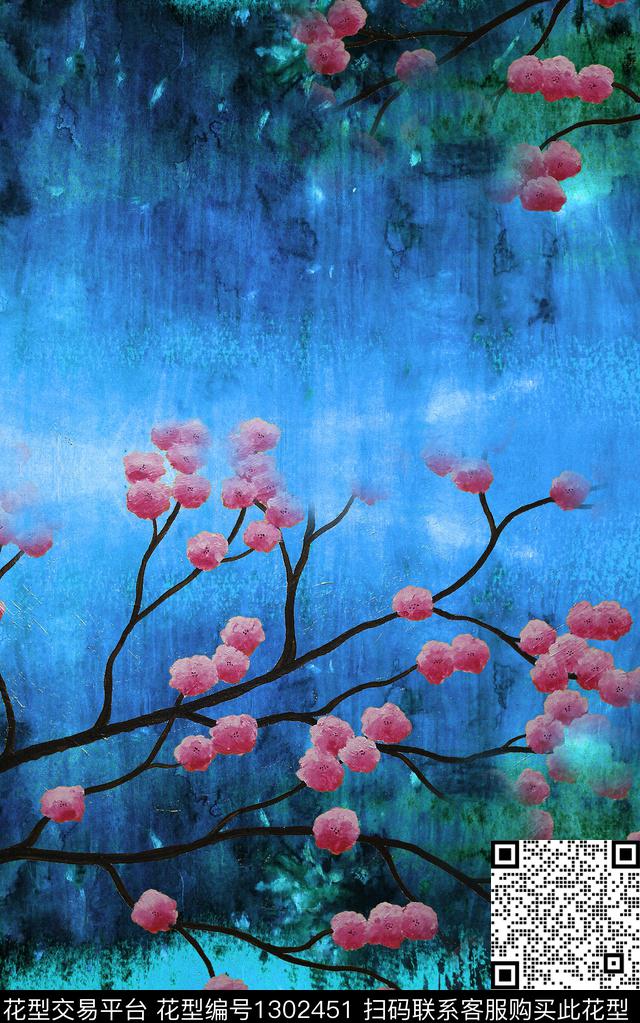 数码定位花复古春夏华亿平台数码印花华亿平台下载（图片编号: 1302451） - 瓦栏（Walan）